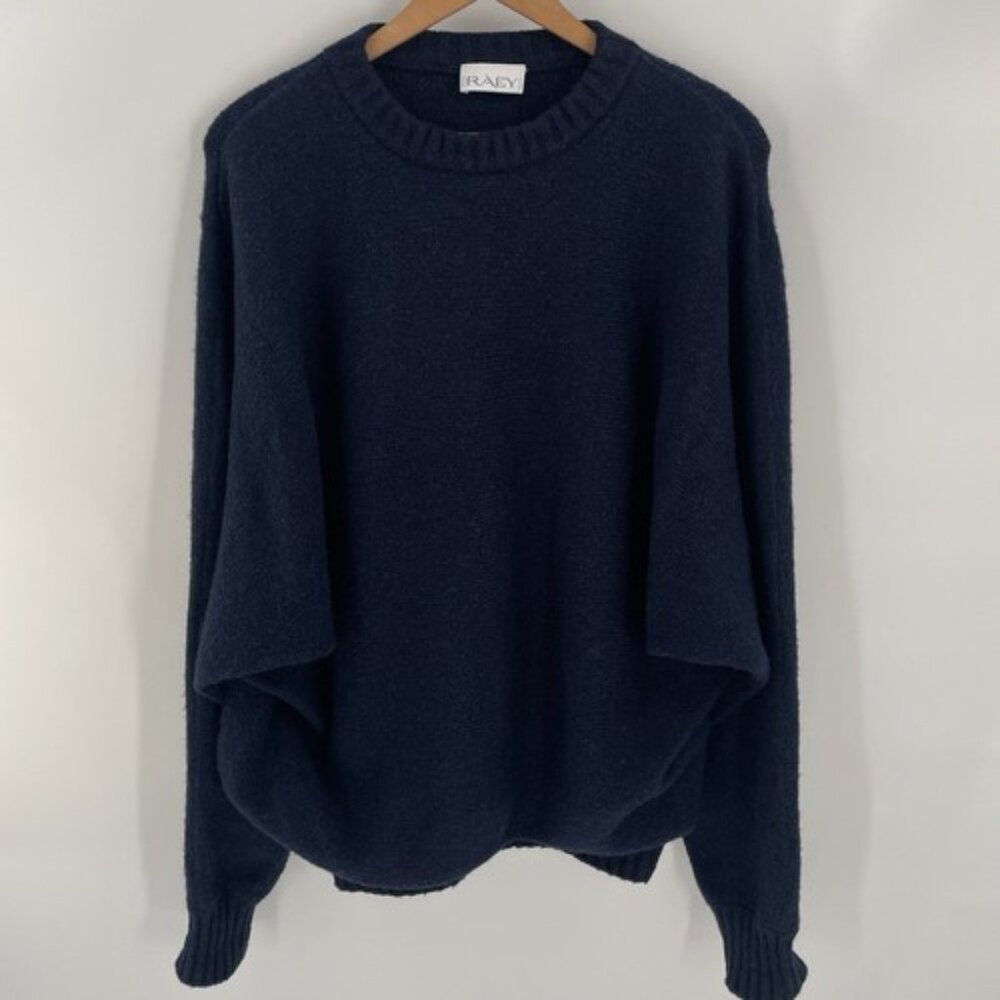 Raey Women's Navy Blue Cotton/Wool/Cashmere Blend Crew Oversized Sweater Size M